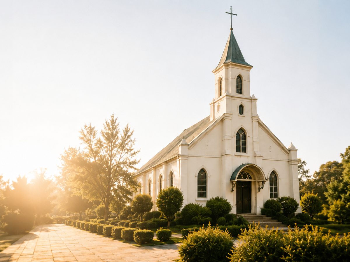 A church at golden hour